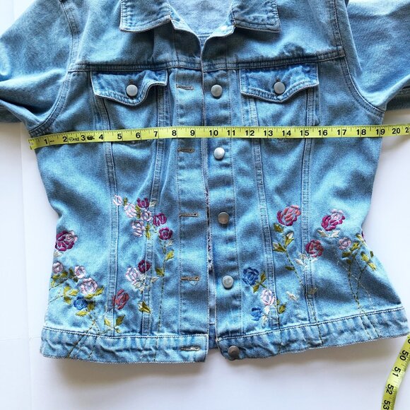 NEWPORT NEWS Vintage Embroidered Floral Denim Jean Jacket Womens 8 - Picture 9 of 11